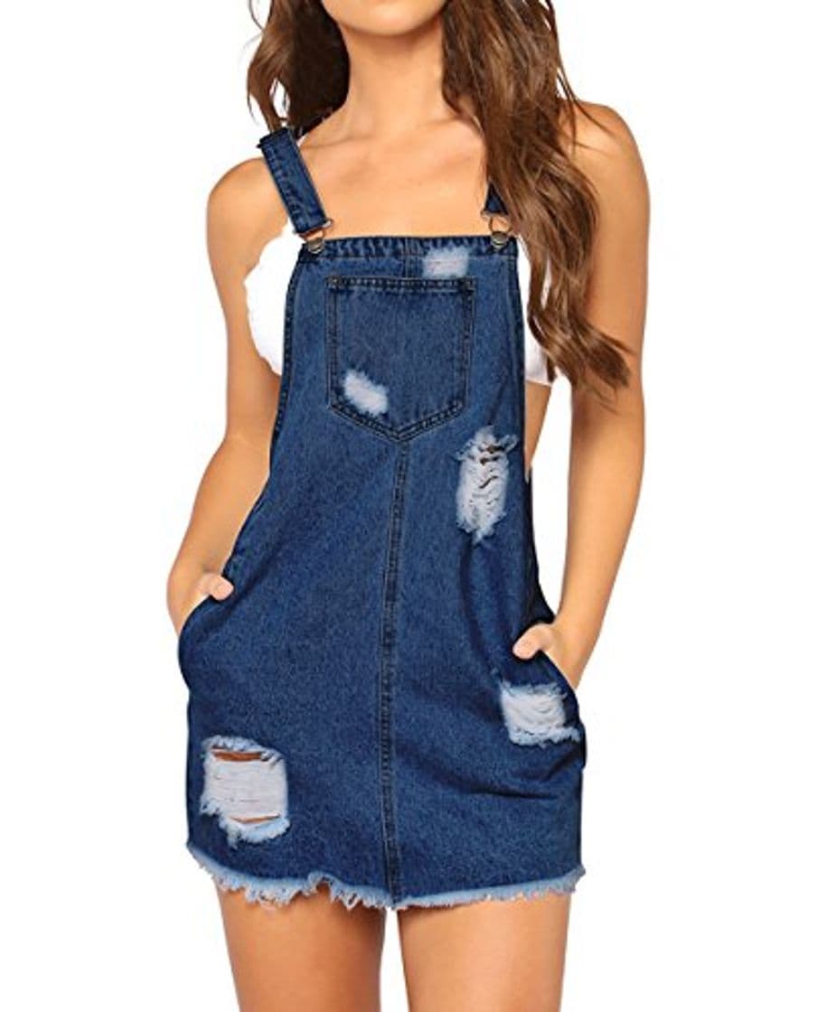 Producto Verano Vestido de Denim Petos Mujeres Moda Ajustable Correa Vaqueros Corto Vestido con Bolsillo Sexy Apretado Paquete de Cadera Roto Agujeros Mini Vestidos de Partido Fiesta