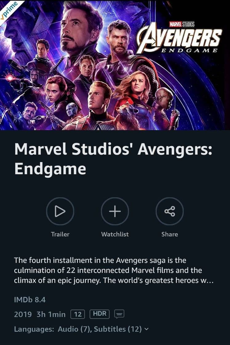 Fashion VINGADORES ENDGAME - Prime Video