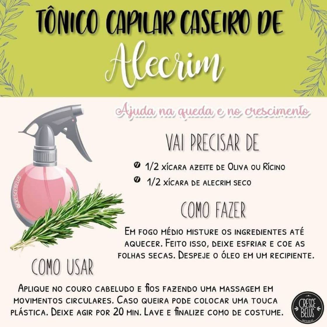 Fashion Tônico de Alecrim Para Crescimento Capilar - Aprenda a Fazer e Usar