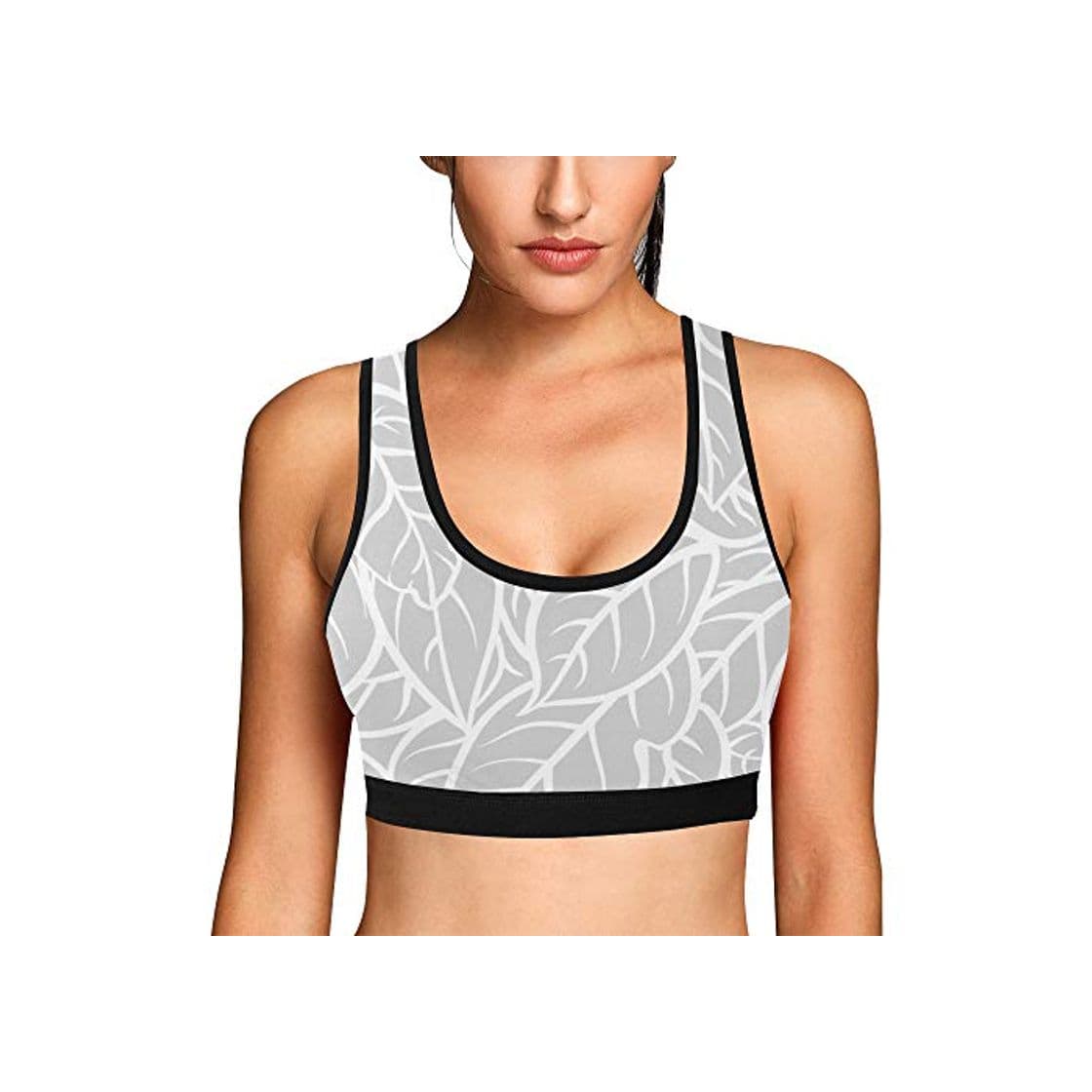 Producto YUXB Sujetador Deportivo para Mujer Outline Leaf Grey Workout Sujetadores Deportivos para