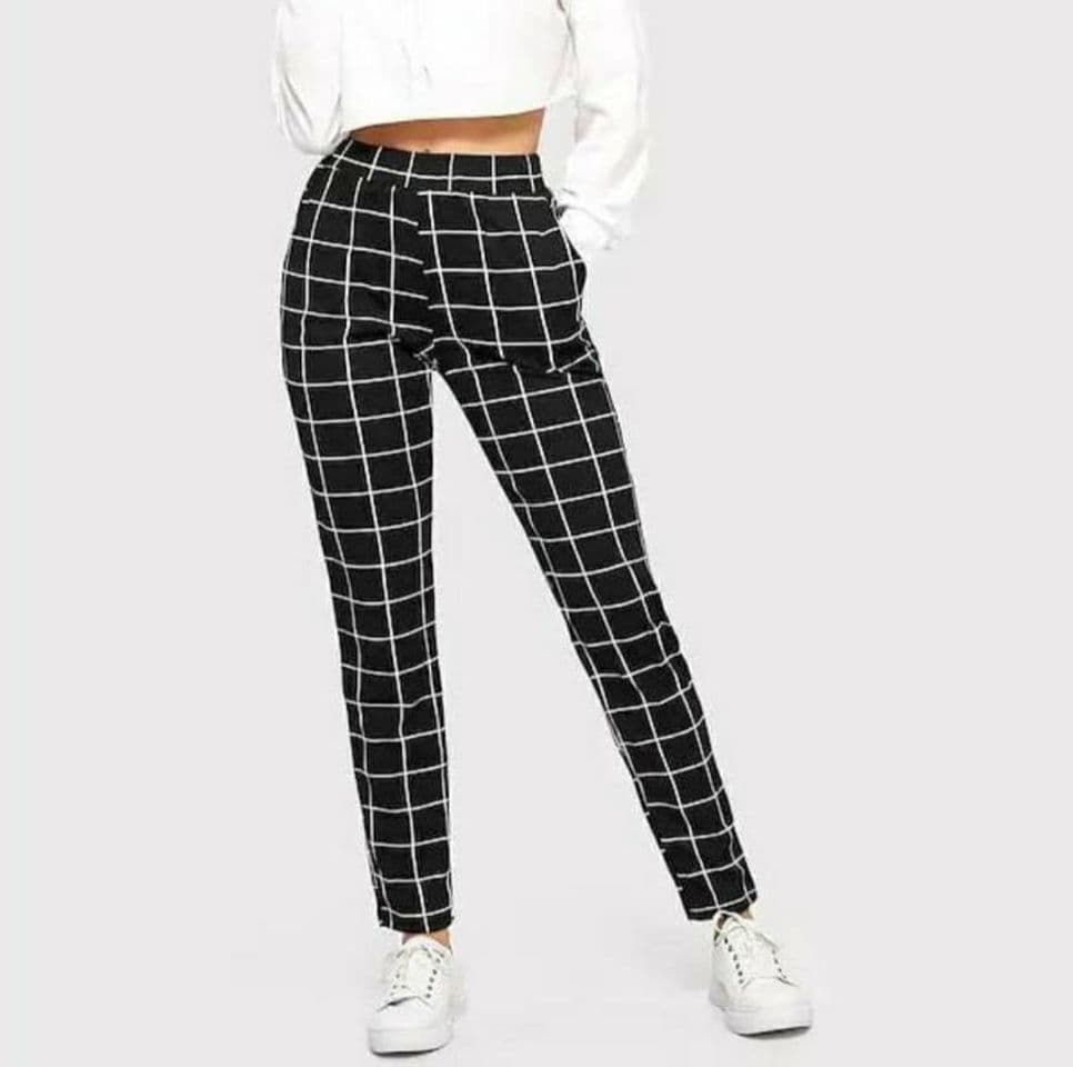 Moda Calça xadrez Grid