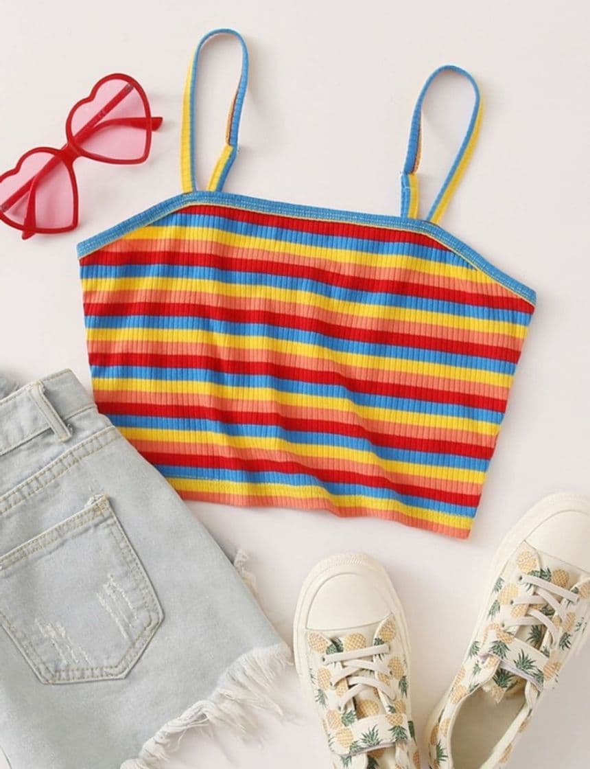 Producto Color Striped Rib-Knit Cami Top