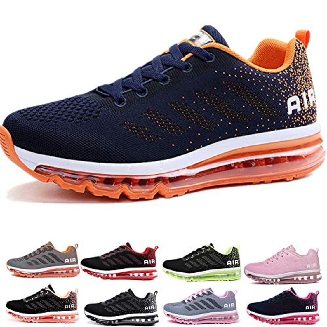 Producto Air Zapatillas de Running para Hombre Mujer Zapatos para Correr y Asfalto Aire Libre y Deportes Calzado Unisexo Blue Orange 44