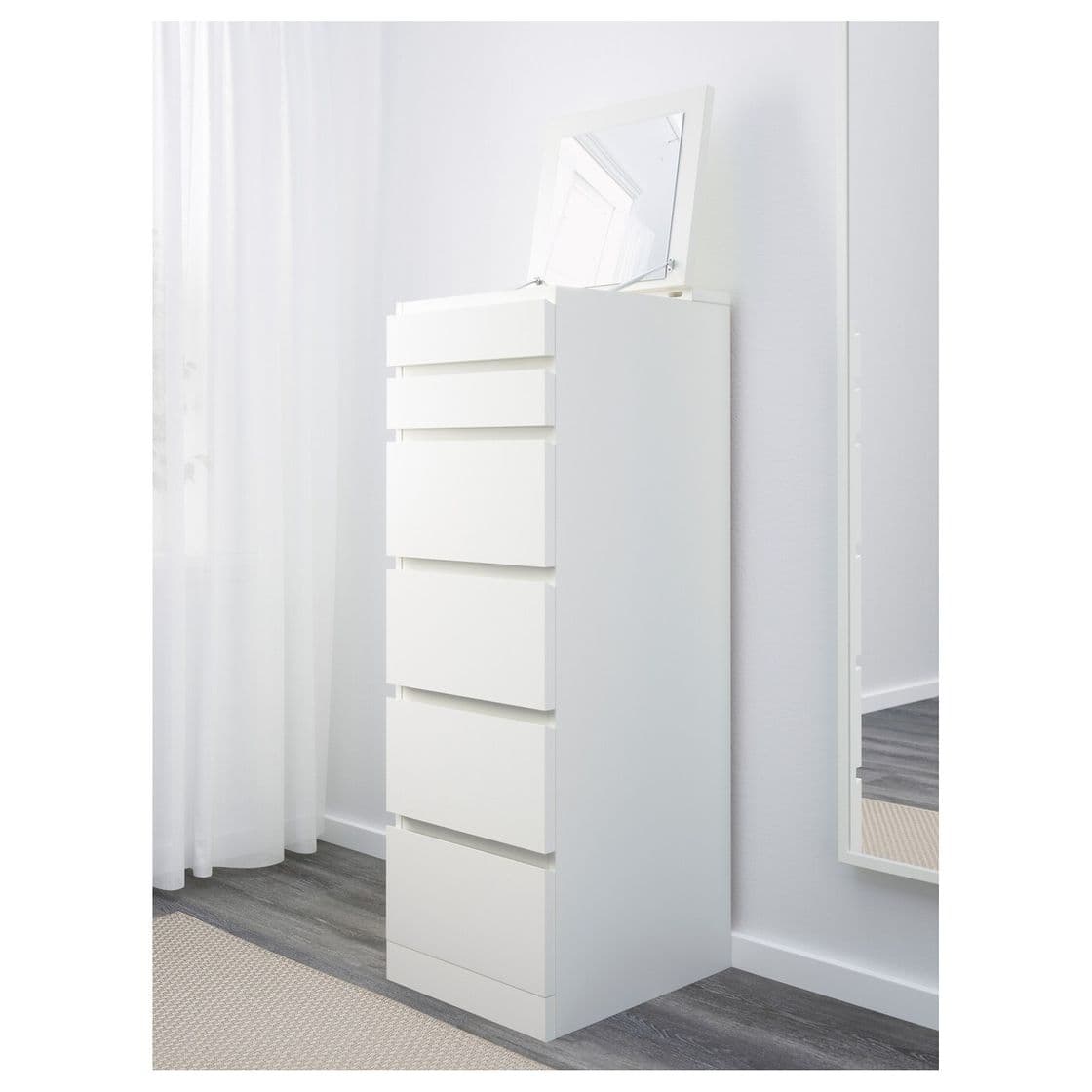 Moda MALM Cómoda de 6 cajones, blanco, espejo, 40x123 cm - IKEA