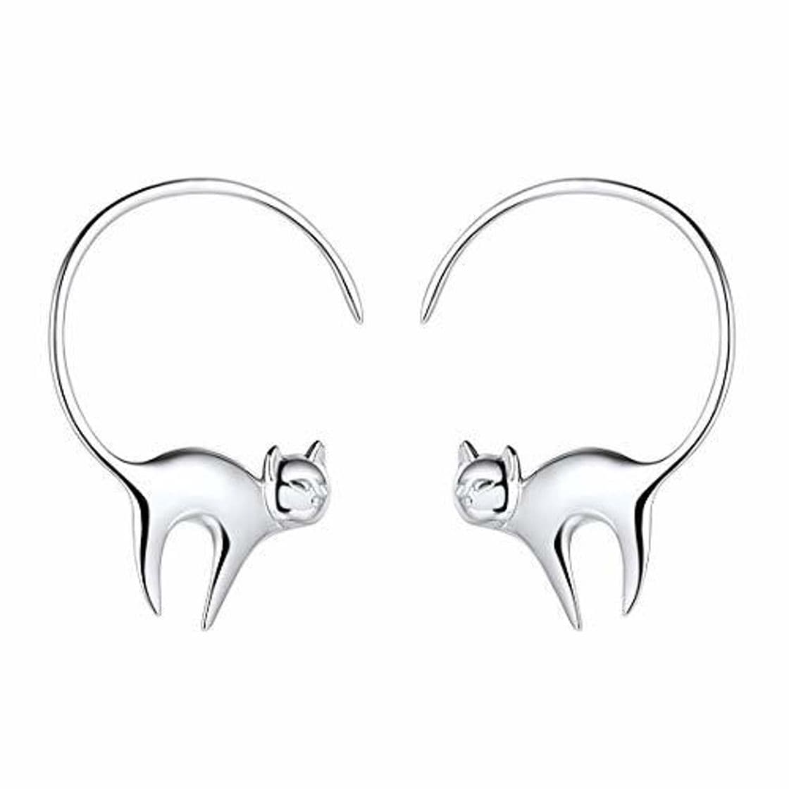 Producto Aretes Aros Pendientes Colas Gatos Circulares Plata de Ley 925 Platino Plateado