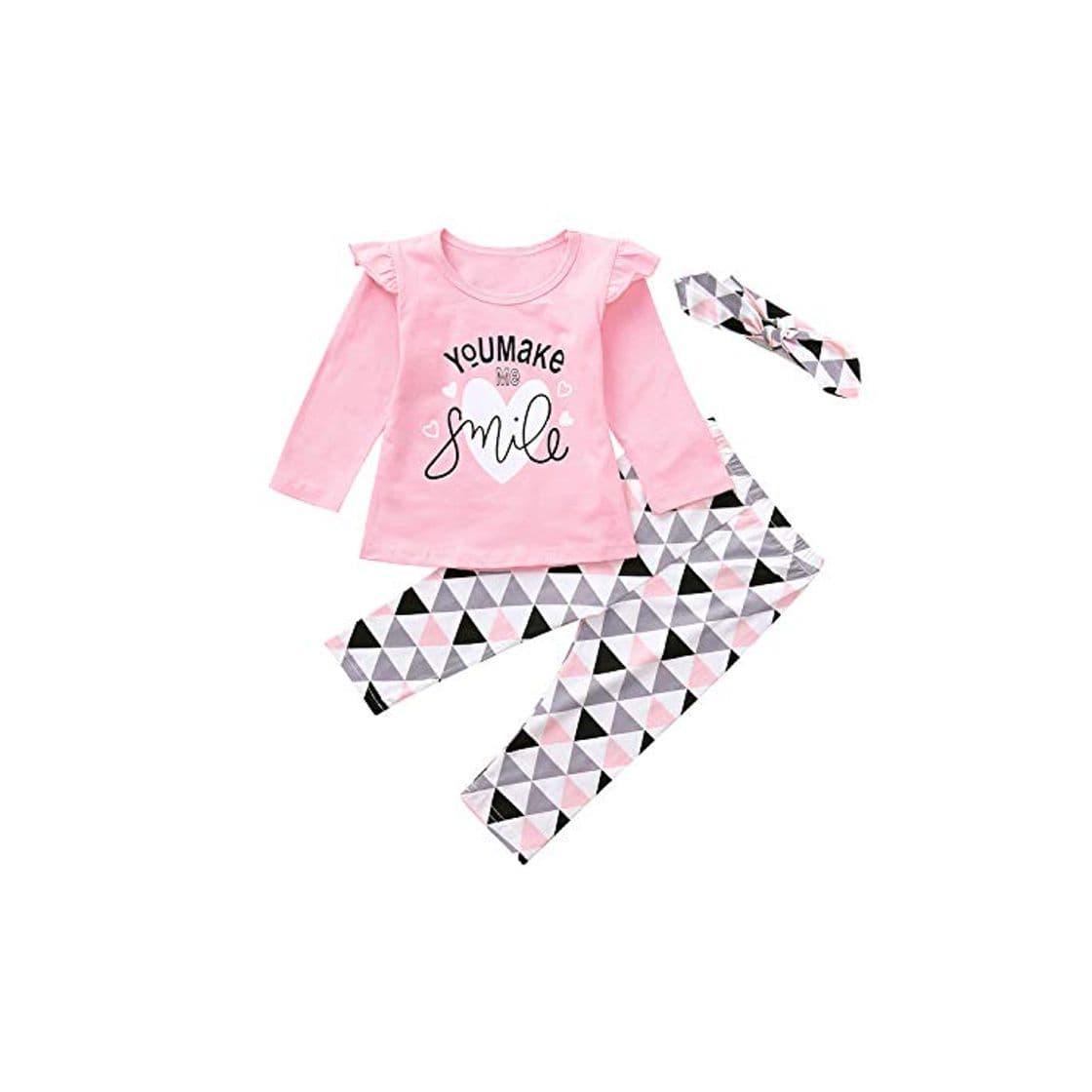 Moda Pijama Niña Verano Conjunto Camisa y Pantalon y Cinta Traje Bebe Chandal