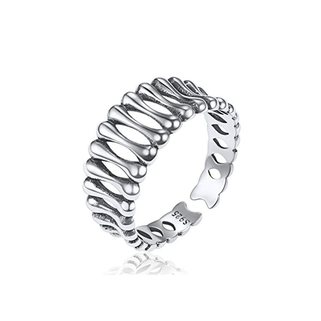 Producto ChicSilver Huesos Conectados Bone Anillo Abierto Ancho Plata de Ley 925 Estilo