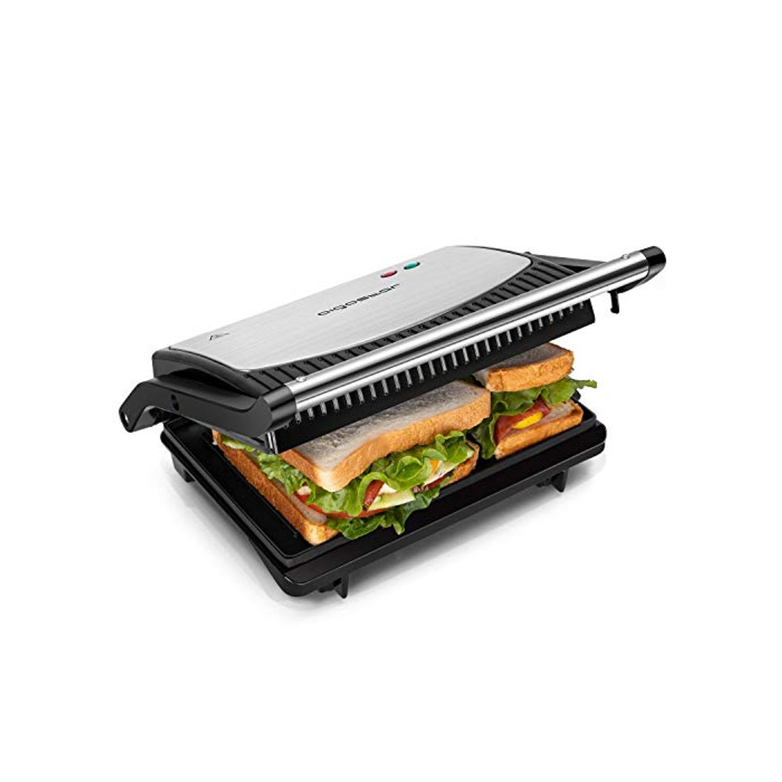 Producto Aigostar York 30RUM - Grill, parrilla, panini, sándwich, 750W de potencia, placas