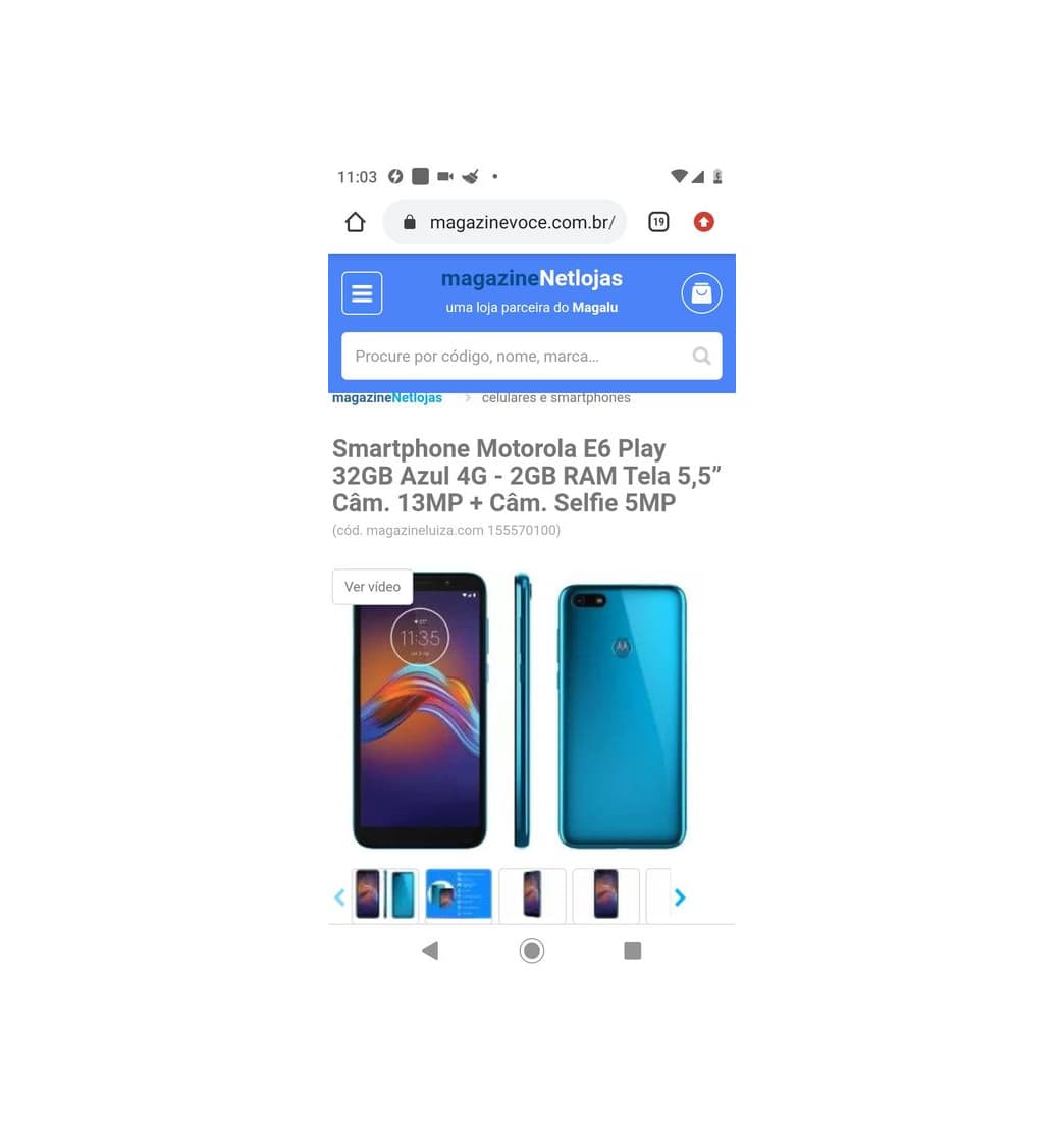 Producto Motorola Moto E6 32 gigas só 799 reais