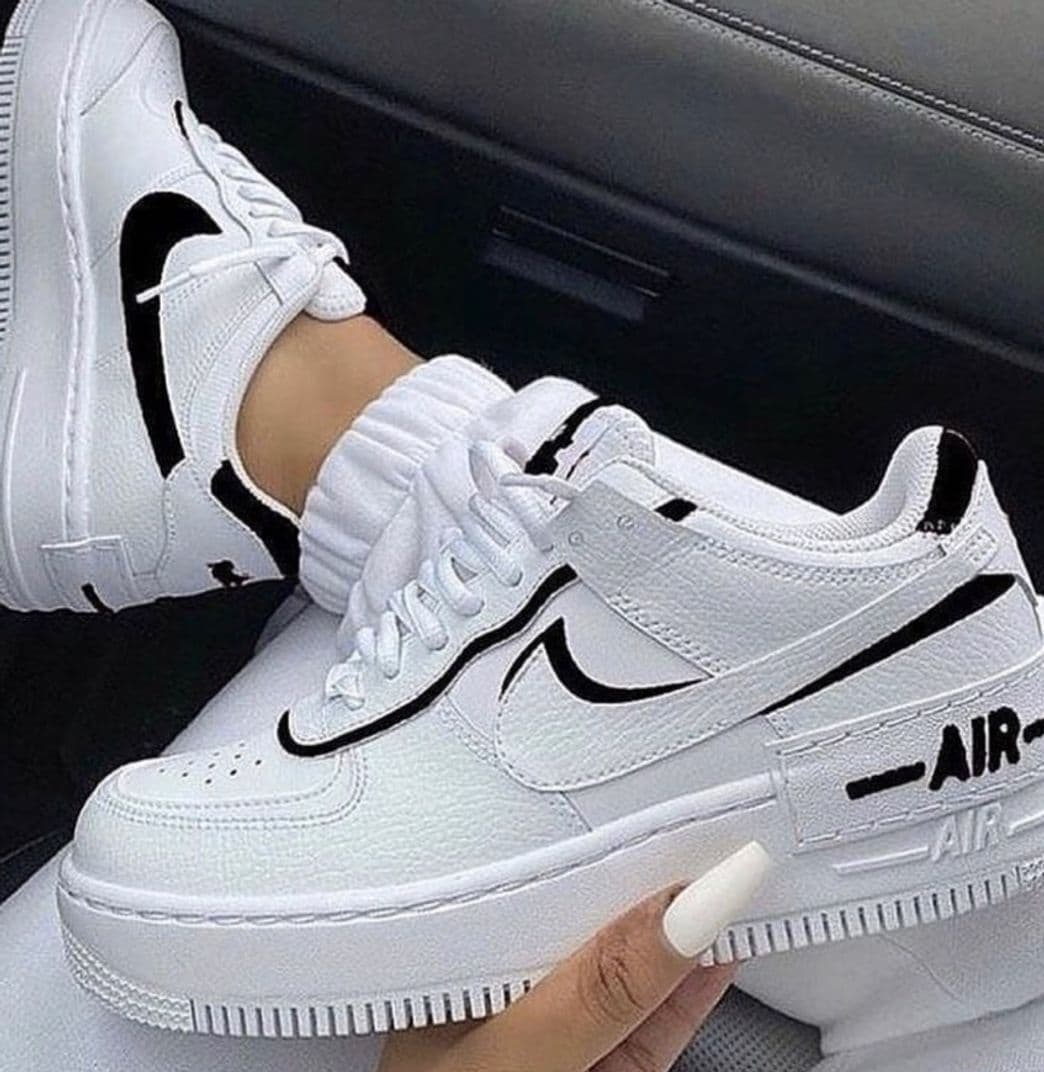 Fashion NIKE AIR FORCE 1 SHADOW BLANCO Y NEGRO🤤🖤