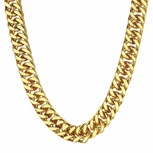 Lugar ChainsHouse Cadenas Gruesas Hombre Collar Dorado Acero 13mm Ancho 66cm Largo