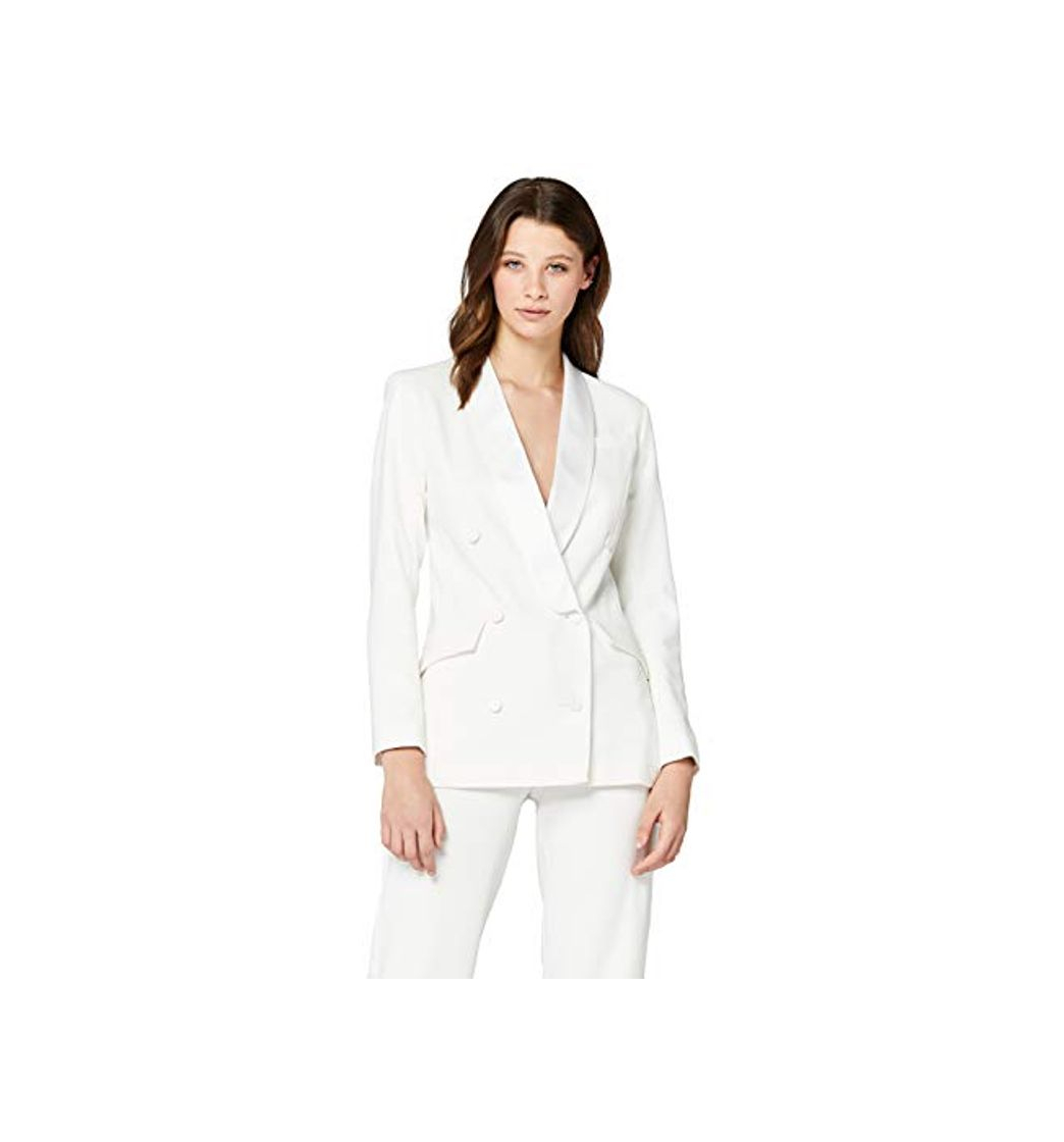 Producto Marca Amazon - Truth & Fable Chaqueta Larga de Vestir Mujer, Blanco