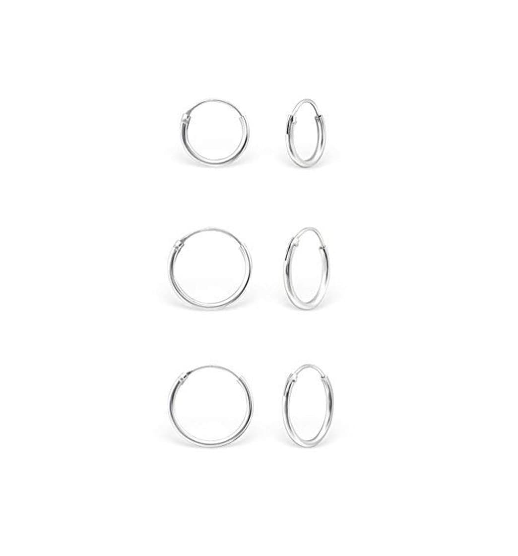 Moda DTP Silver - Conjunto de 3 pares de Pendientes de Aro -