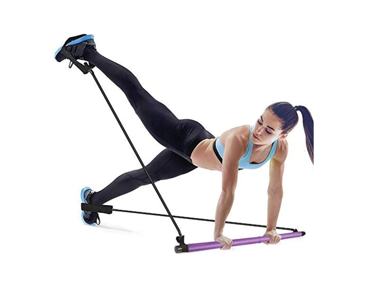 Producto GYFHMY Bodybuilding Yoga Pilates Stick con Foot Loop - Core Strength Fitness