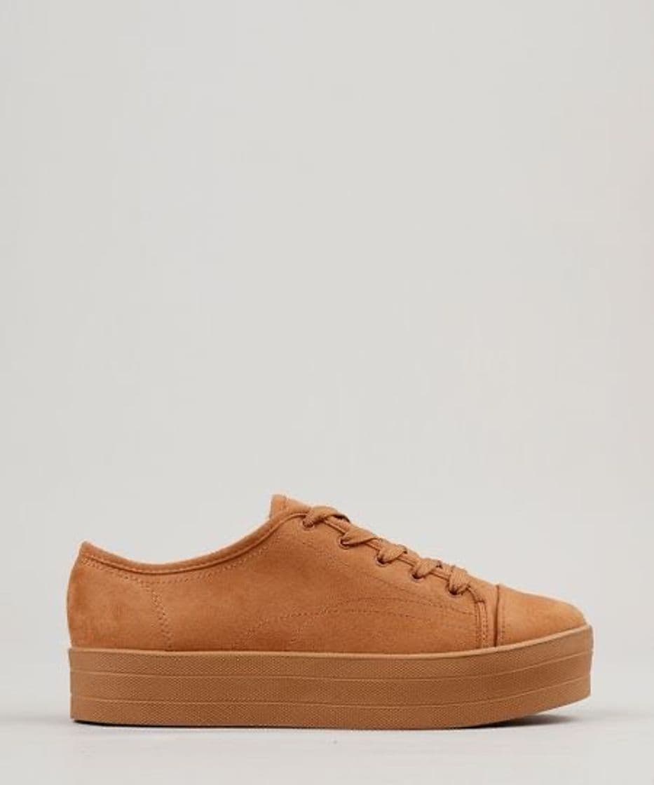 Moda Tênis feminino flatform em suede caramelo 