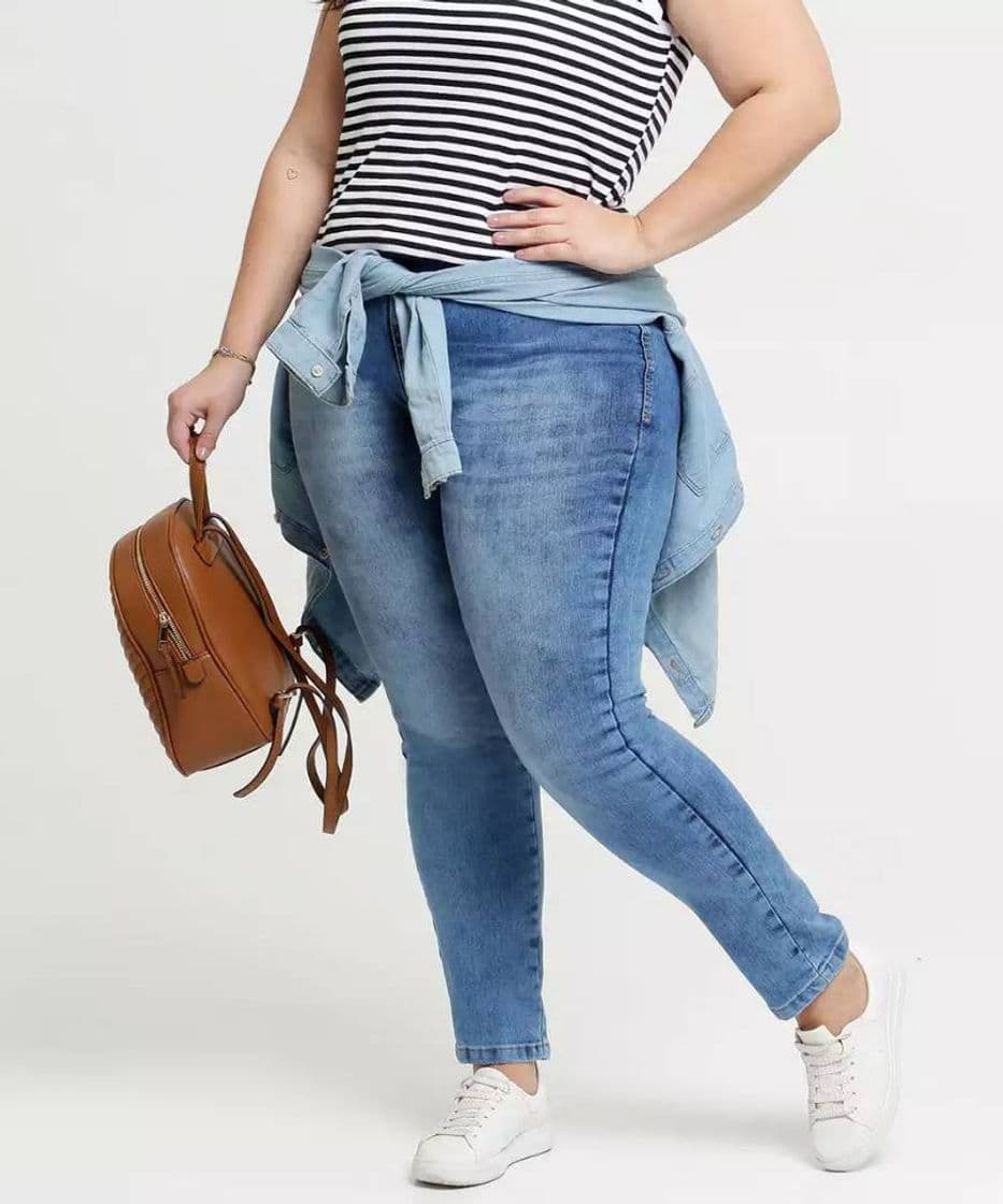 Fashion Calça jeans skinny plus size