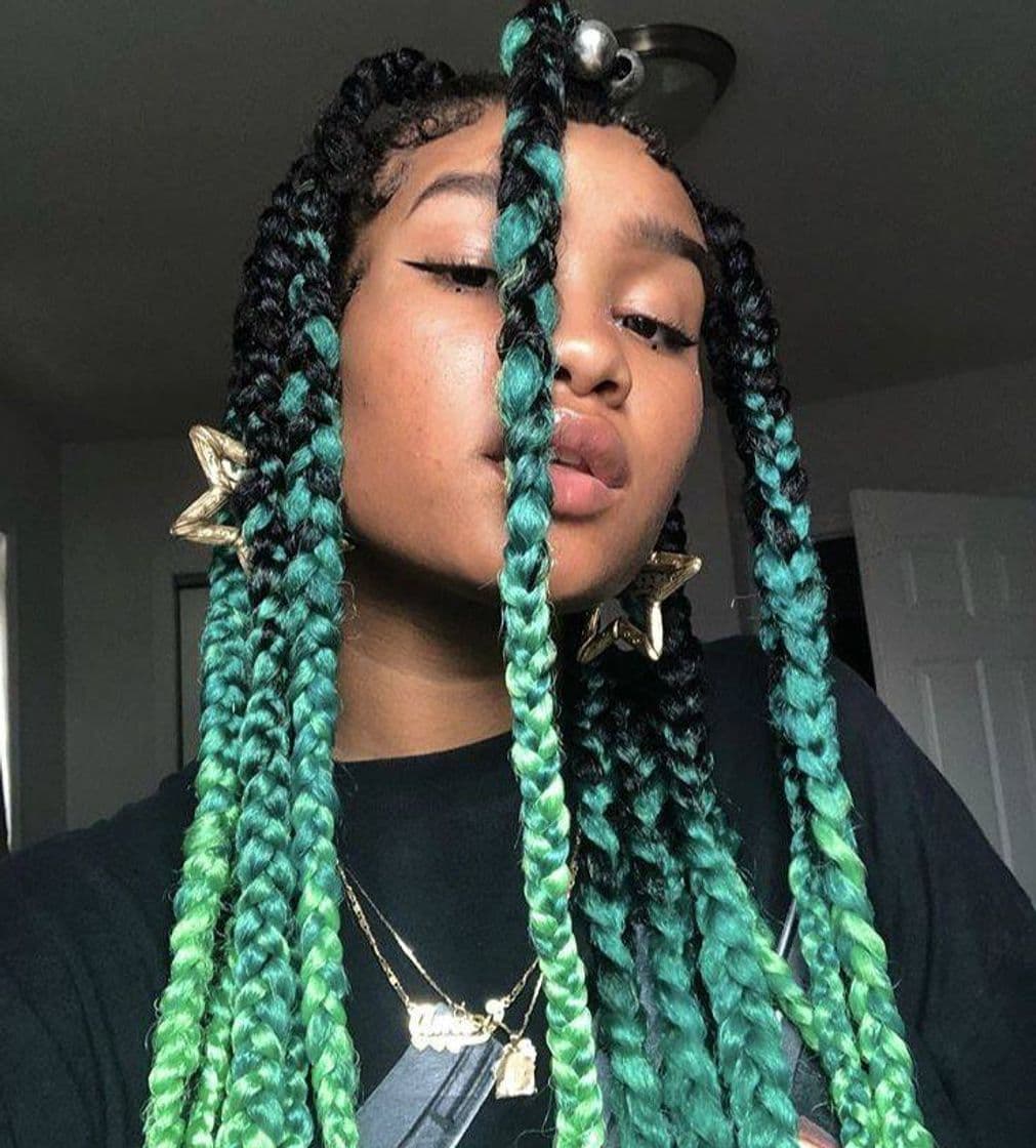 Fashion Trança Box Braids Verde Degradê 