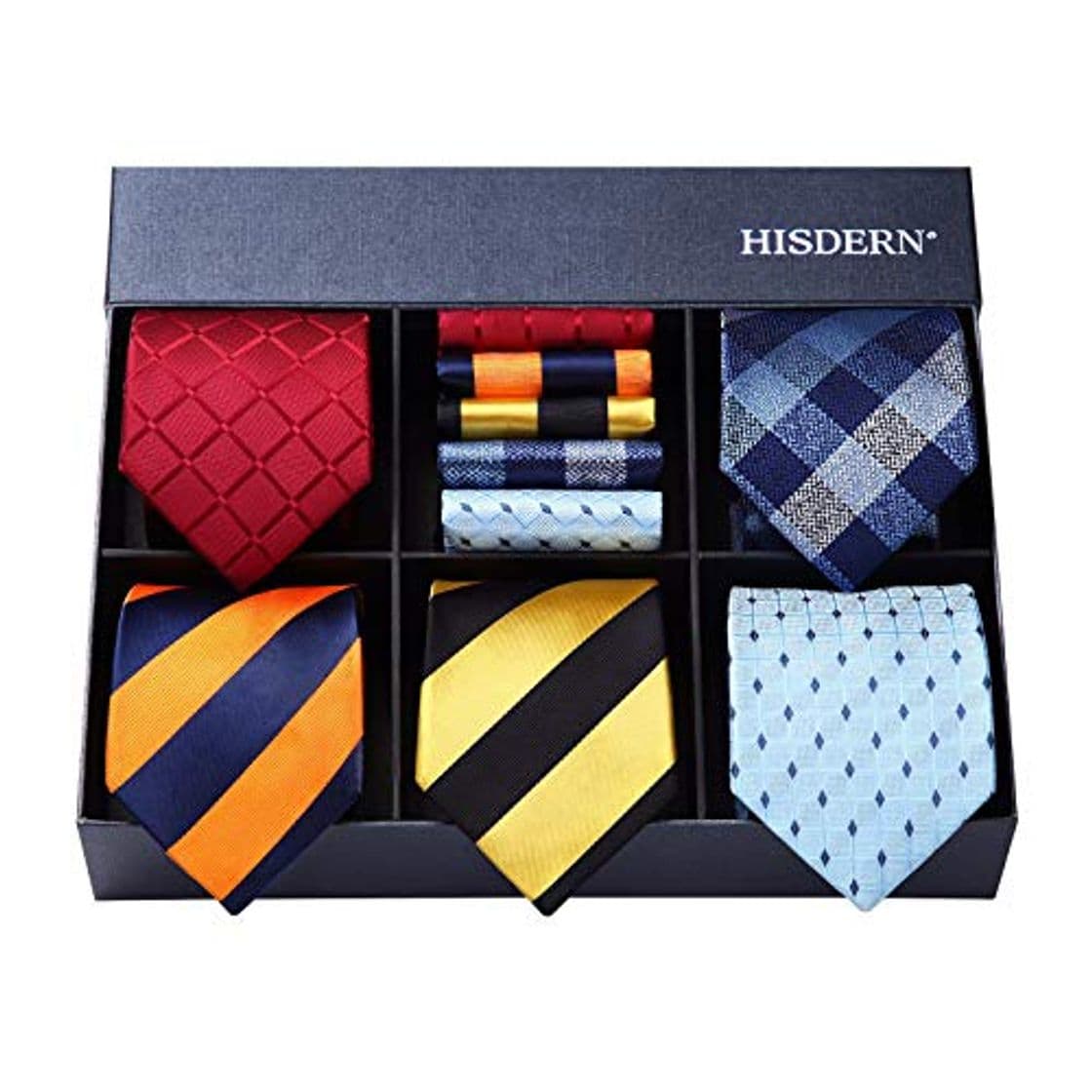 Product HISDERN Lote 5 PCS Clasico Formal Elegante Hombres Corbata de seda Set