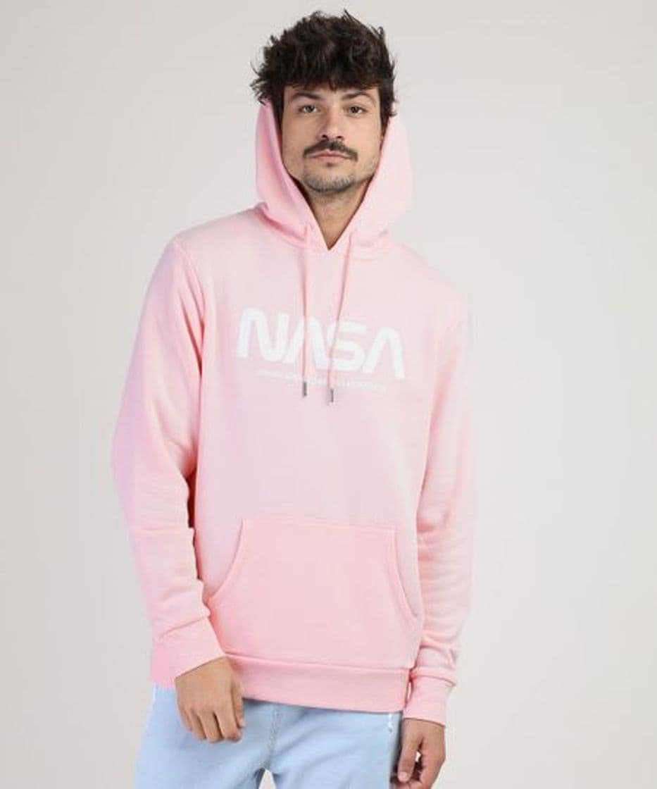 Moda Blusão de Moletom Masculino NASA com Capuz e Bolso Canguru ...