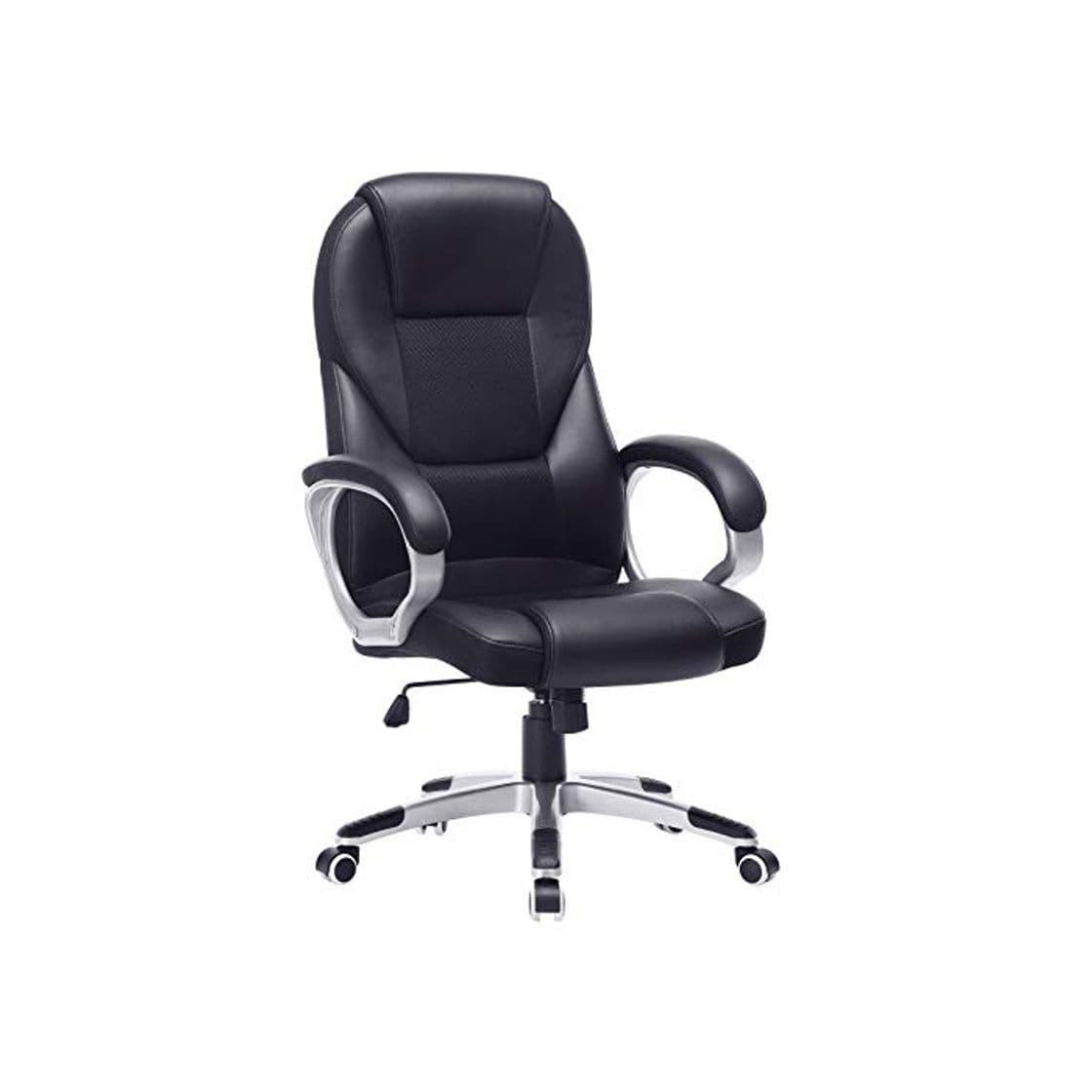 Elemento de la categoría hogar SONGMICS Silla giratoria de oficina estudio Ergonómica PU con ruedas Negro OBG22B