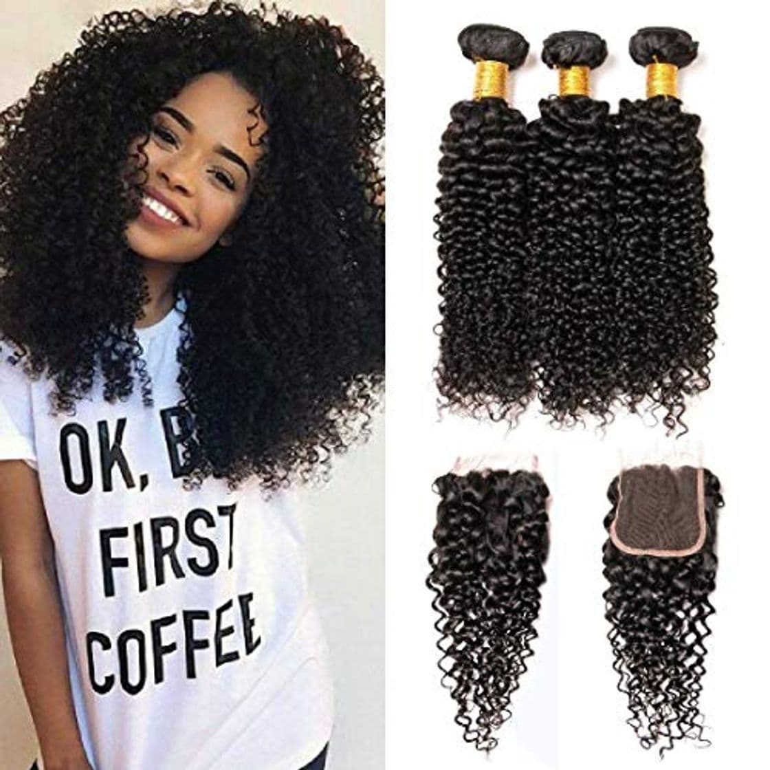 Product Kinky Curly Bundles 3 Packs Plus Brazilian Curly Weave Hair With Frontal