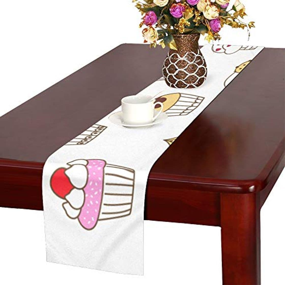 Product XiexHOME Decorado Sweet Cupcakes Table Runner Kitchen Dining Table Runner 16x72 Pulgadas para cenas Eventos Decoración