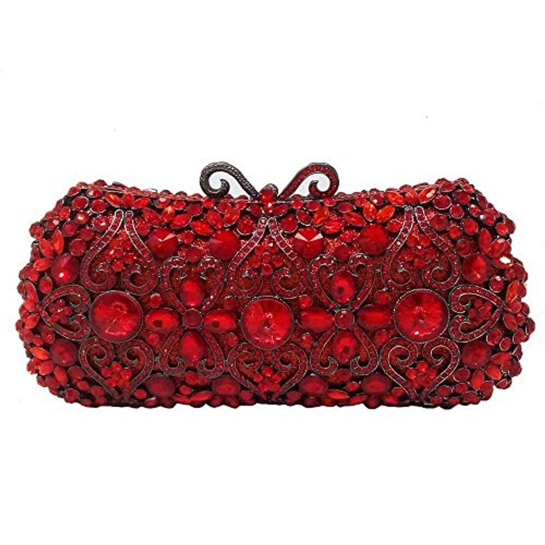 Producto RJJ Diamante Rojo Cristalino Rhinestone Cuadrado Banquete Partido Bolsas Embragues Cadena De Metal Hombro Tote Cartera De La Boda Vestido De Novia Bolsos De Noche para Las Mu