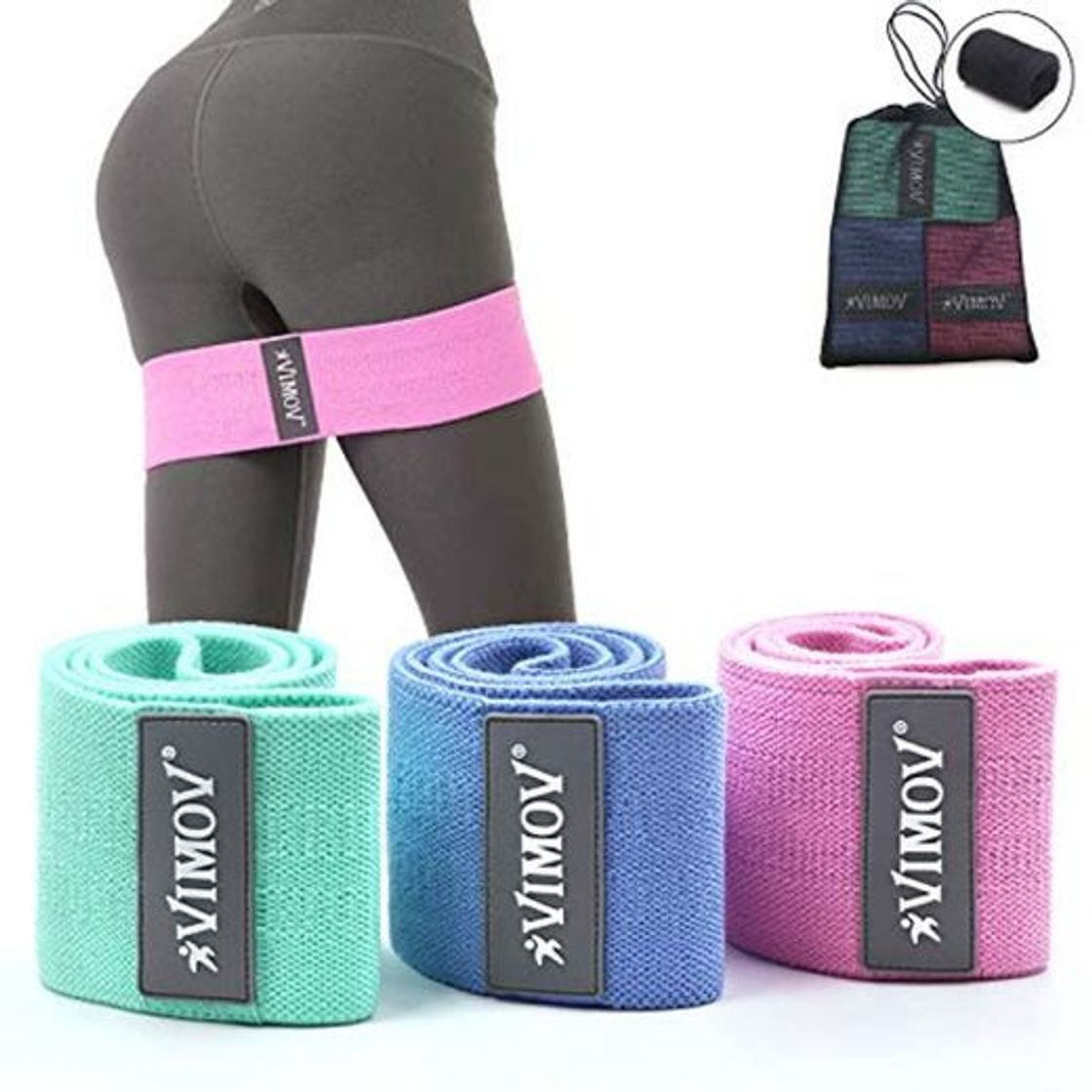 Lugar VIMOV Bandas de Resistencia de Tela Booty Bands/Bandas Elasticas Gluteos y Piernas/Bandas