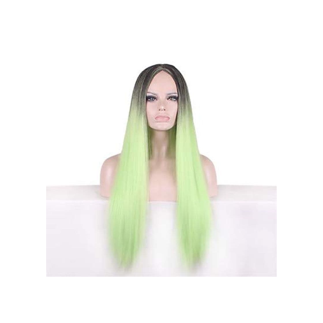 Producto FUHOAHDD Ombre Resaltar el Color Verde Peluca Larga Recta Natural del Negro