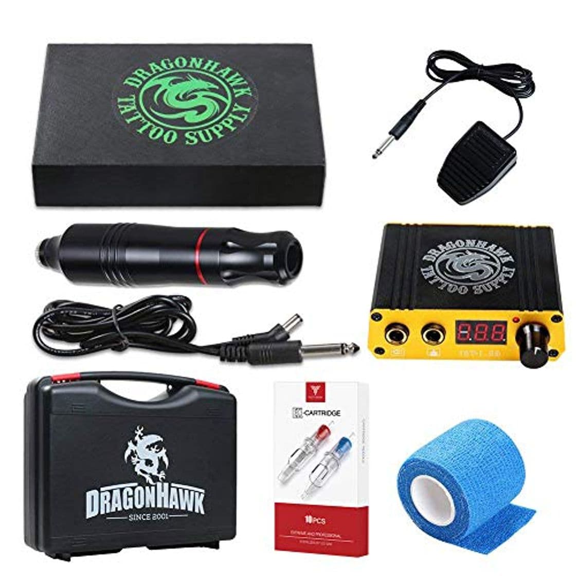 Product Dragonhawk Cartridge Tattoo Machine Kit Pen Rotary Tattoo Machine Cartridge Needles Power