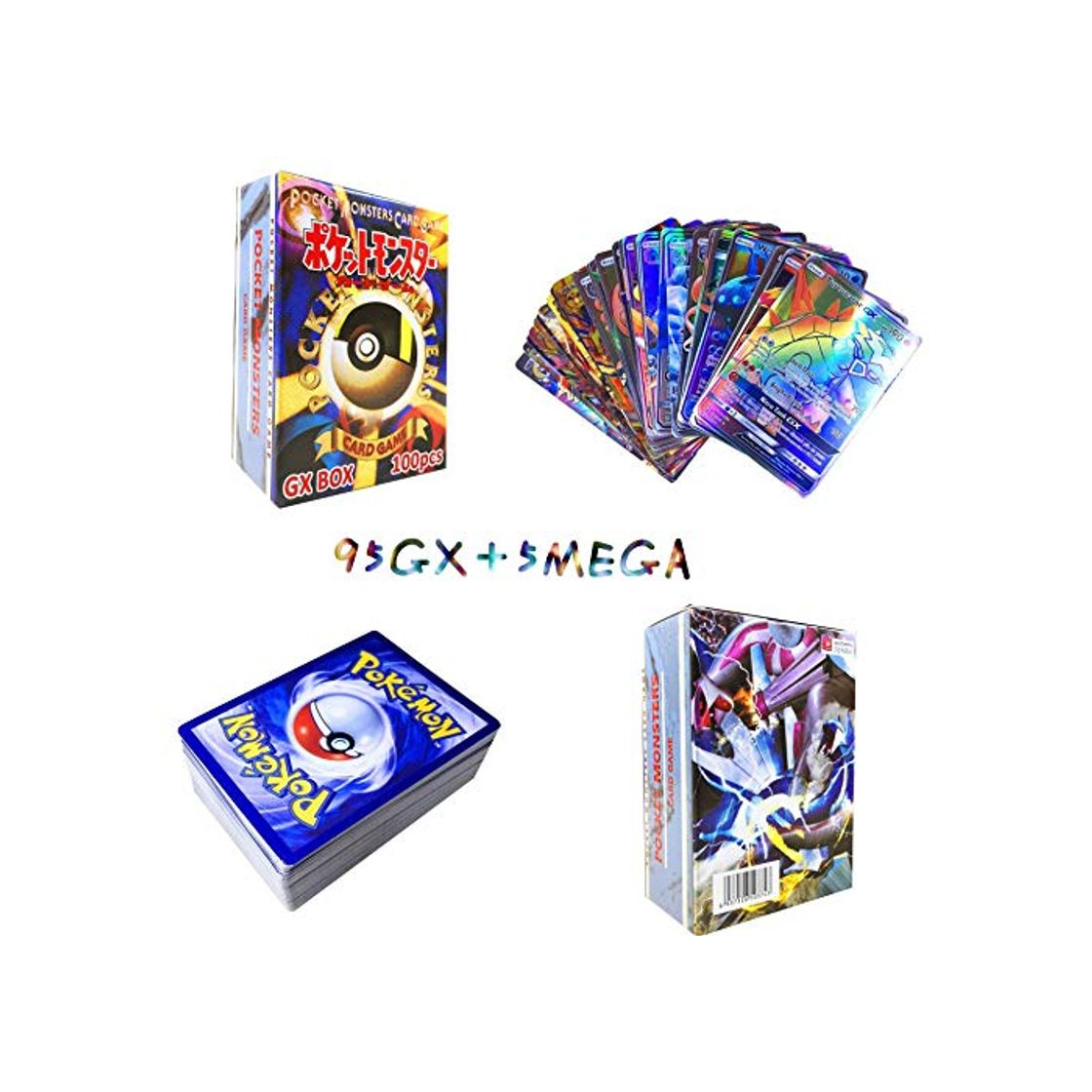 Product Sinwind 100 Piezas Pokemon Cartas, Tarjetas de Pokemon, Pokemon Trading Cards, Juego