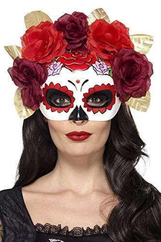 Producto Smiffy's Smiffys-44883 Semimáscara de Rosas del día de Muertos