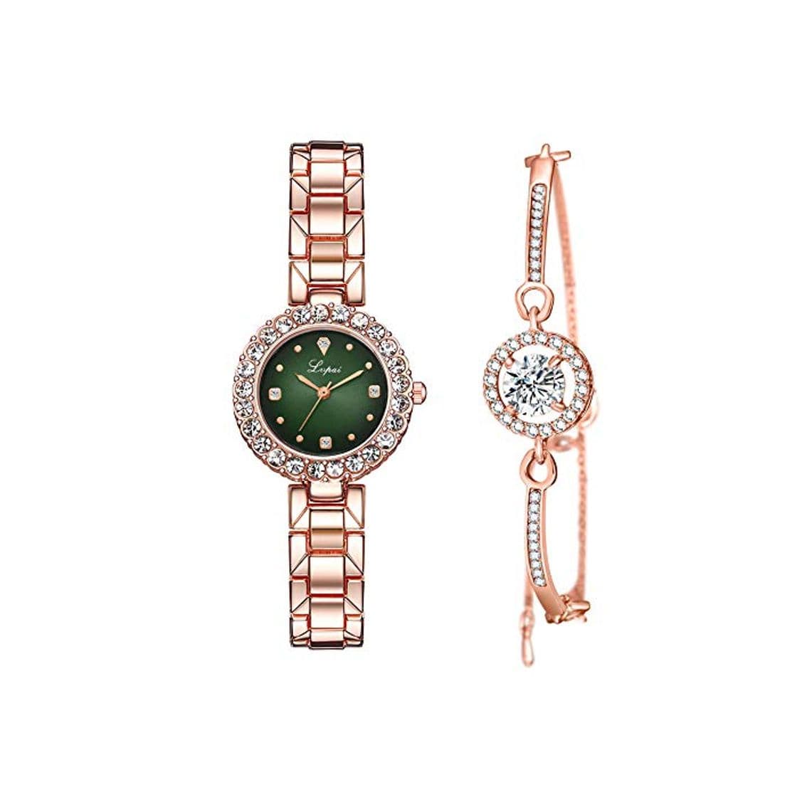 Product TCEPFS Reloj de Mujer Conjunto de 3 Piezas Reloj de Pulsera Simple y Lindo Joyas de Moda Damas Mujer Niña Hora Relojes de Pulsera de Cuarzo Casuales con Caja   Dorada