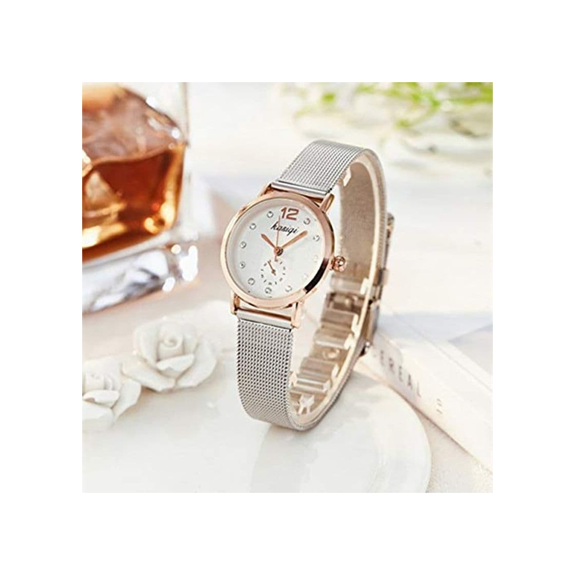 Producto TCEPFS Oro Sliver Mesh Relojes de Acero Inoxidable Parejas Mujeres Top Brand Luxury Casual Reloj Reloj de Pulsera para Mujer Relogio Feminino   Tamaño pequeño