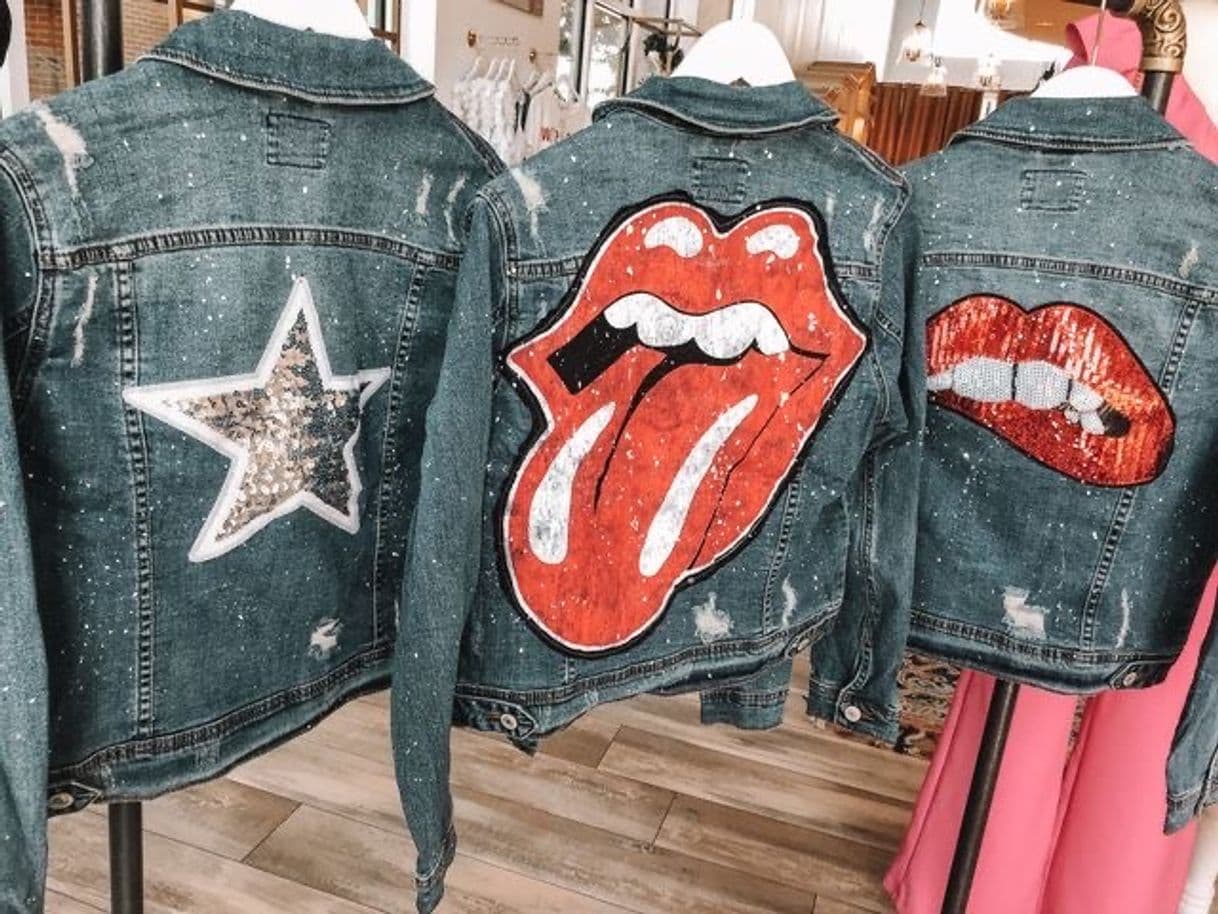 Moda jaqueta jeans de rolling stones