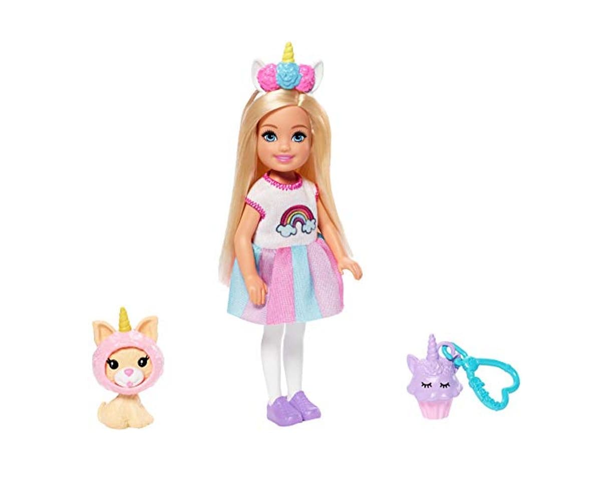 Producto Barbie- Chelsea disfraz de arcoiris, muñeca con accesorios y mascota