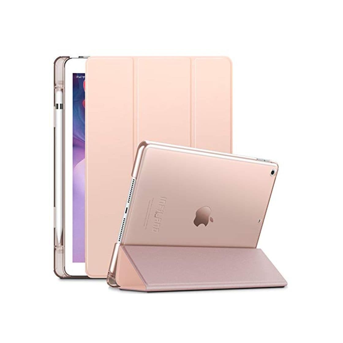 Product INFILAND Funda para iPad 10.2 2019,Delgada Translúcido Case Smart Cover con Portalápiz