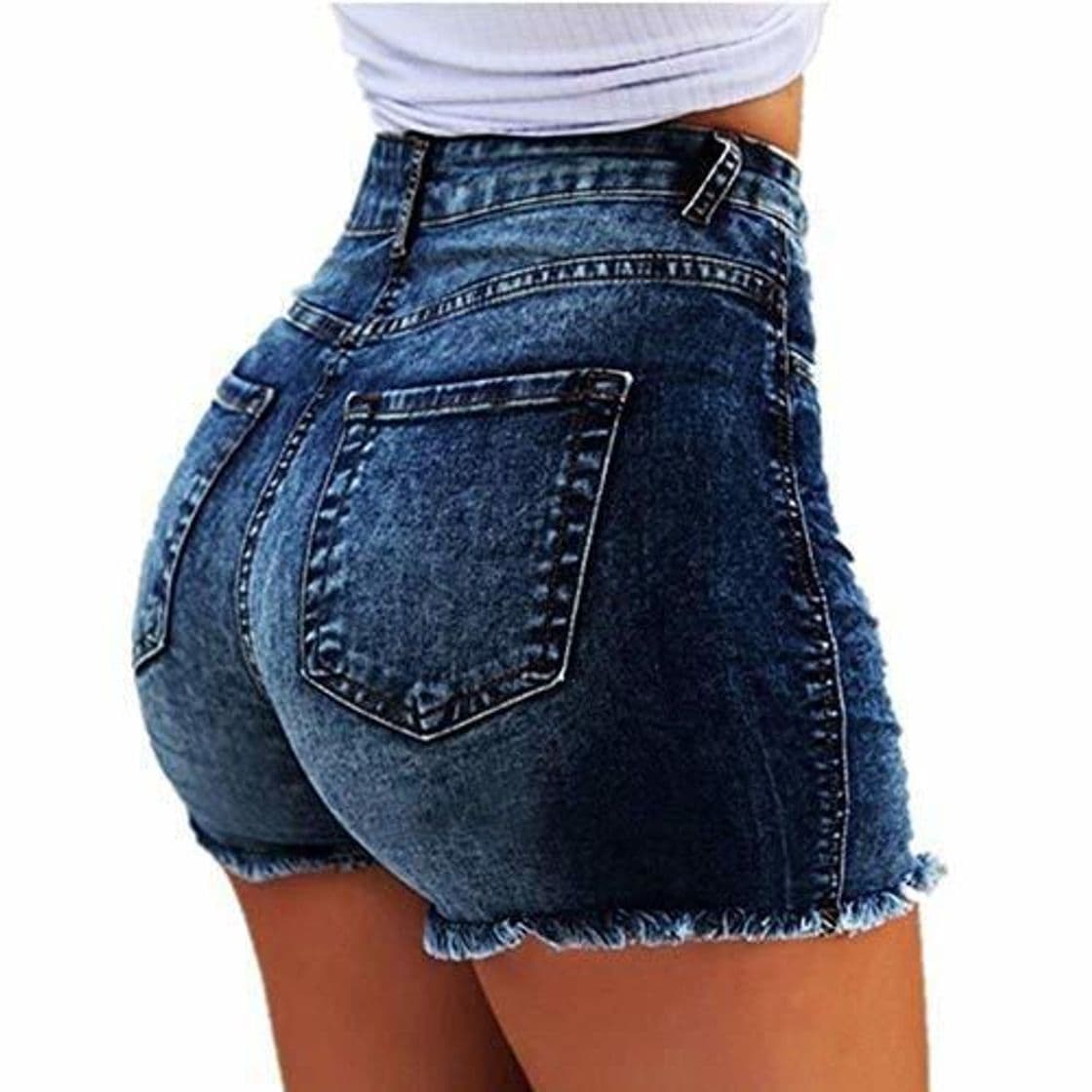 Product Shorts Mujer Jean Denim Short Recto Mujer Cintura Alta Tassel Shorts de