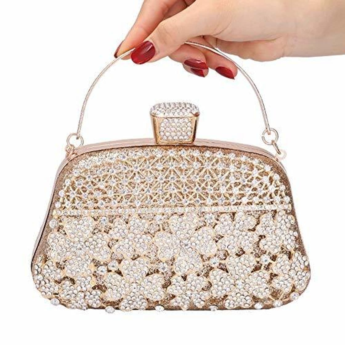 Product LPC Señoras Rhinestone Patrón Diamante Calado Banquete Bolso De Noche Cadena De