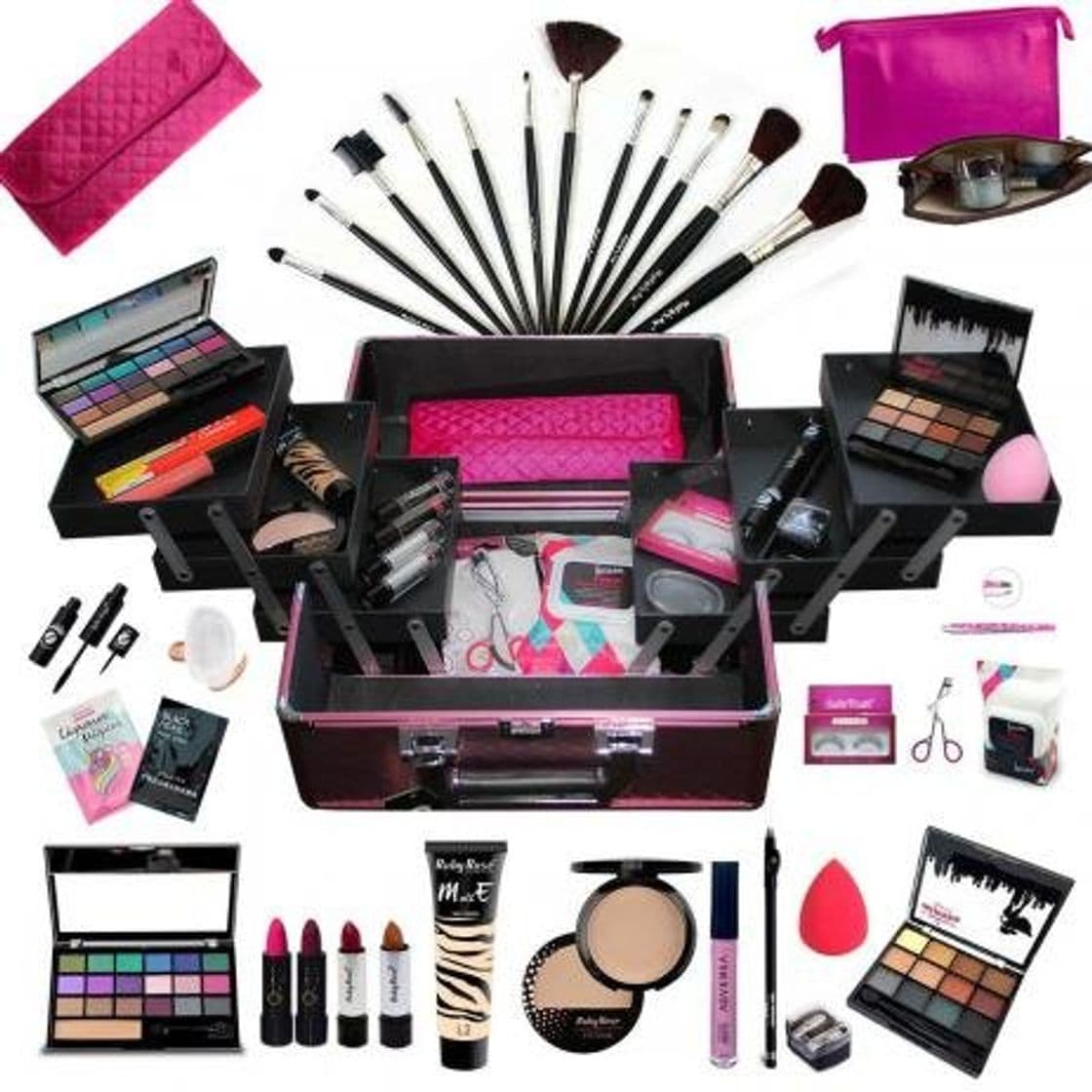 Fashion Maleta Maquiagem Profissional Ruby Rose + Necessaire 