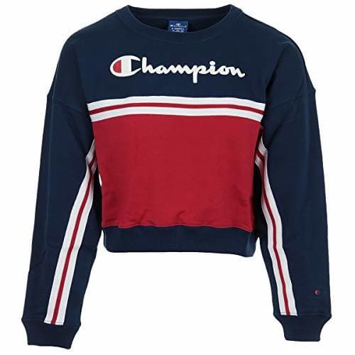 Moda Champion Women Sweatshirt Crewneck Croptop 111309, Größe:XS, Farbe:Blau