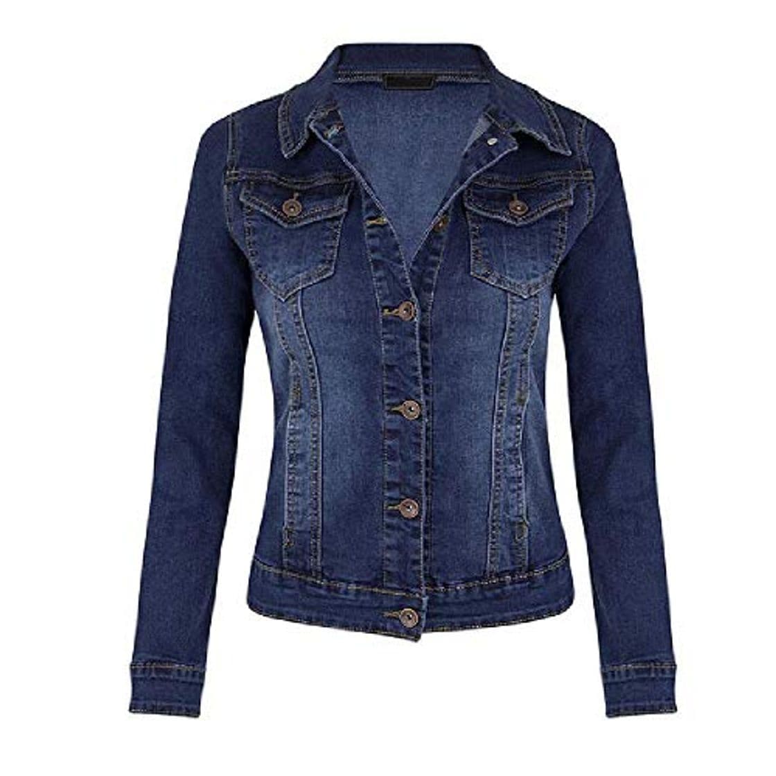 Moda Jeans Otoño Chaqueta   Mujer Abrigo Casual Manga Larga Bolsillo Botón Chaqueta Vaquera Abrigo