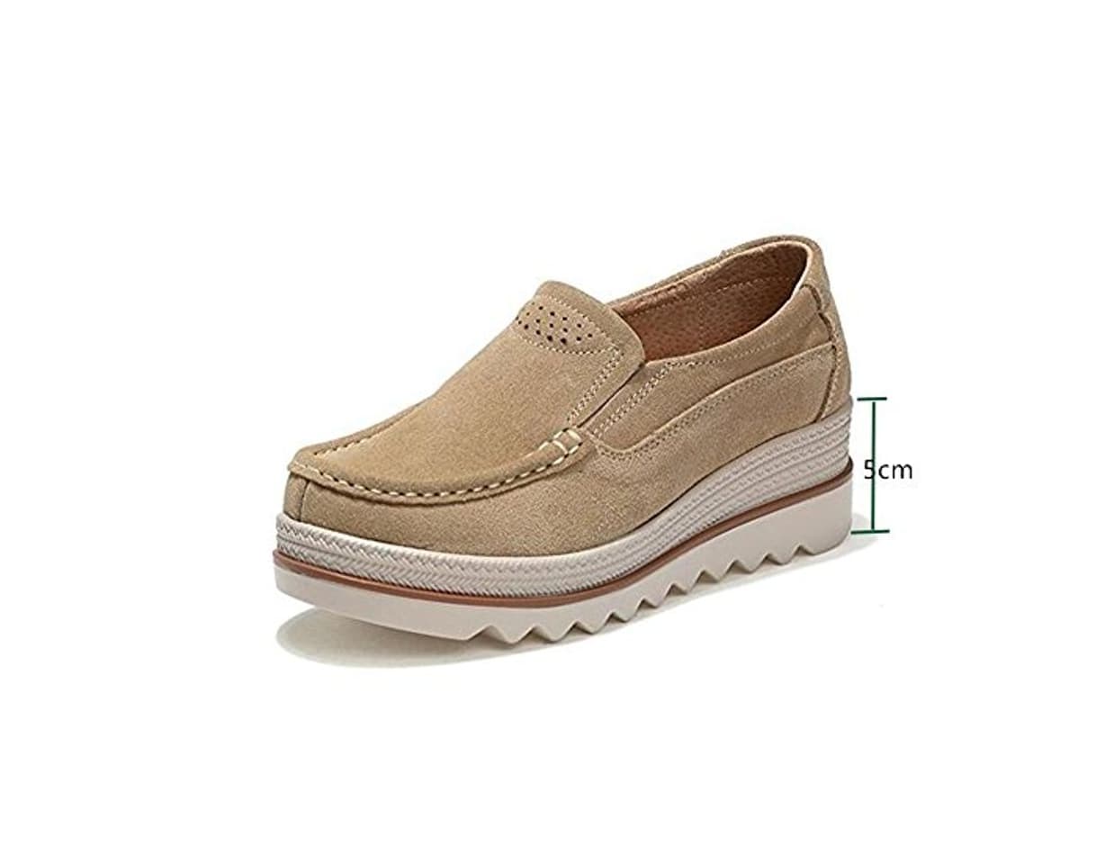 Product Mujer Mocasines Plataforma Casual Loafers Primavera Verano Zapatos de Cuña 5cm Negro