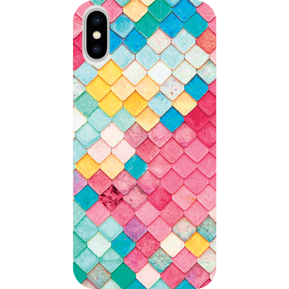 Moda Capinha Para Celular Escamas Coloridas 