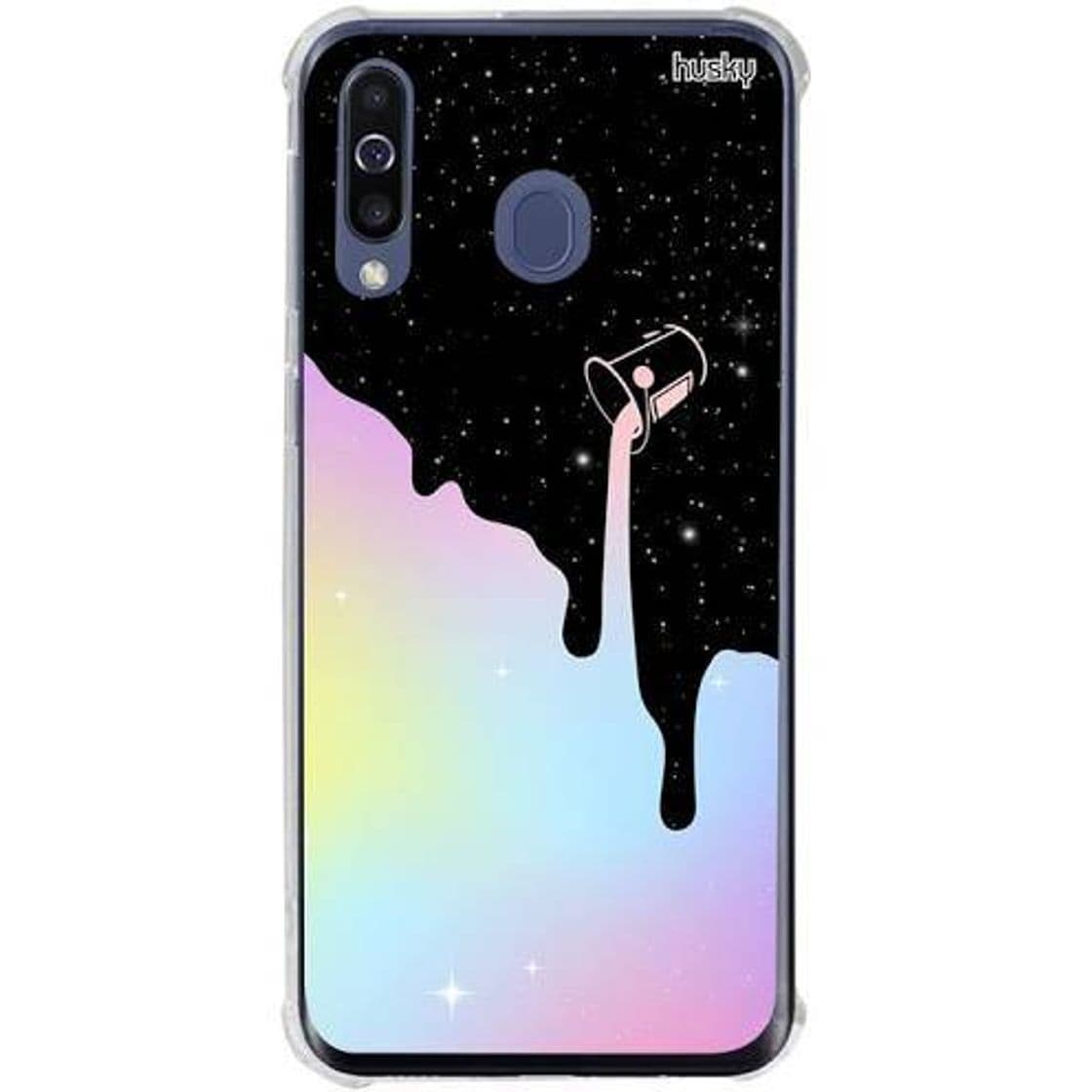 Moda Capa Anti-Impacto para Galaxy M30 Balde Universo Púrpura Hus