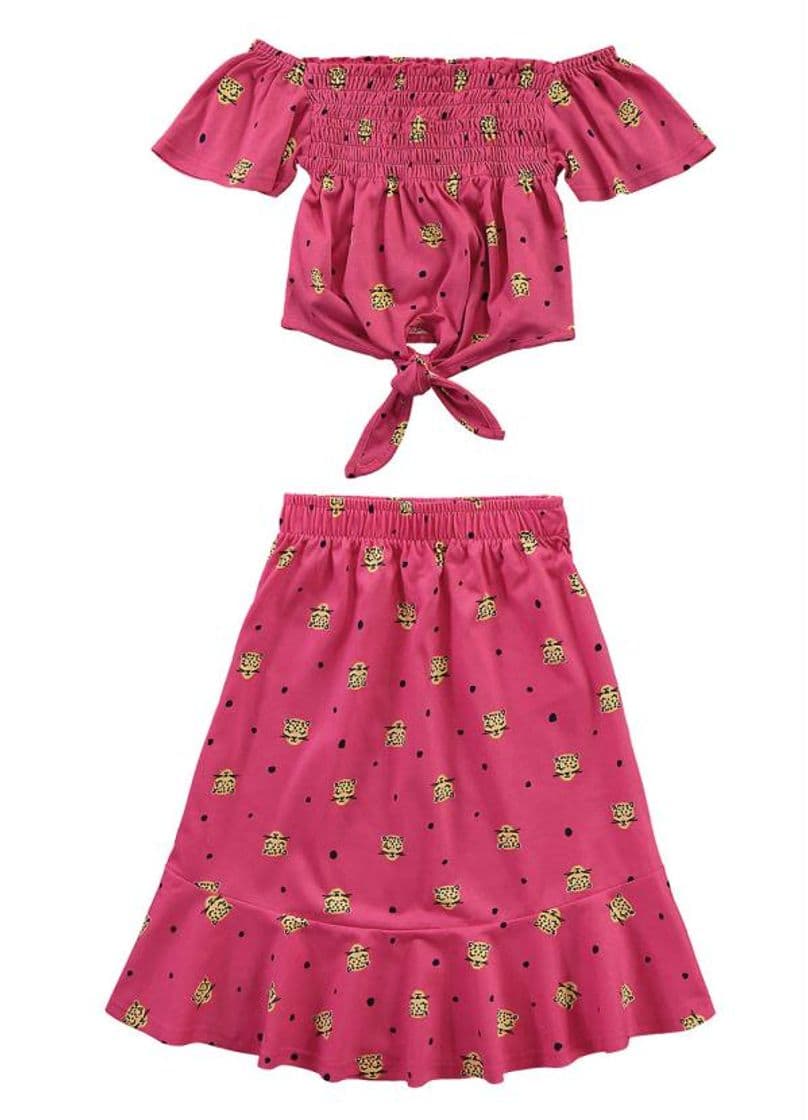 Moda Conjunto Rosa Escuro Oncinha Ciganinha

