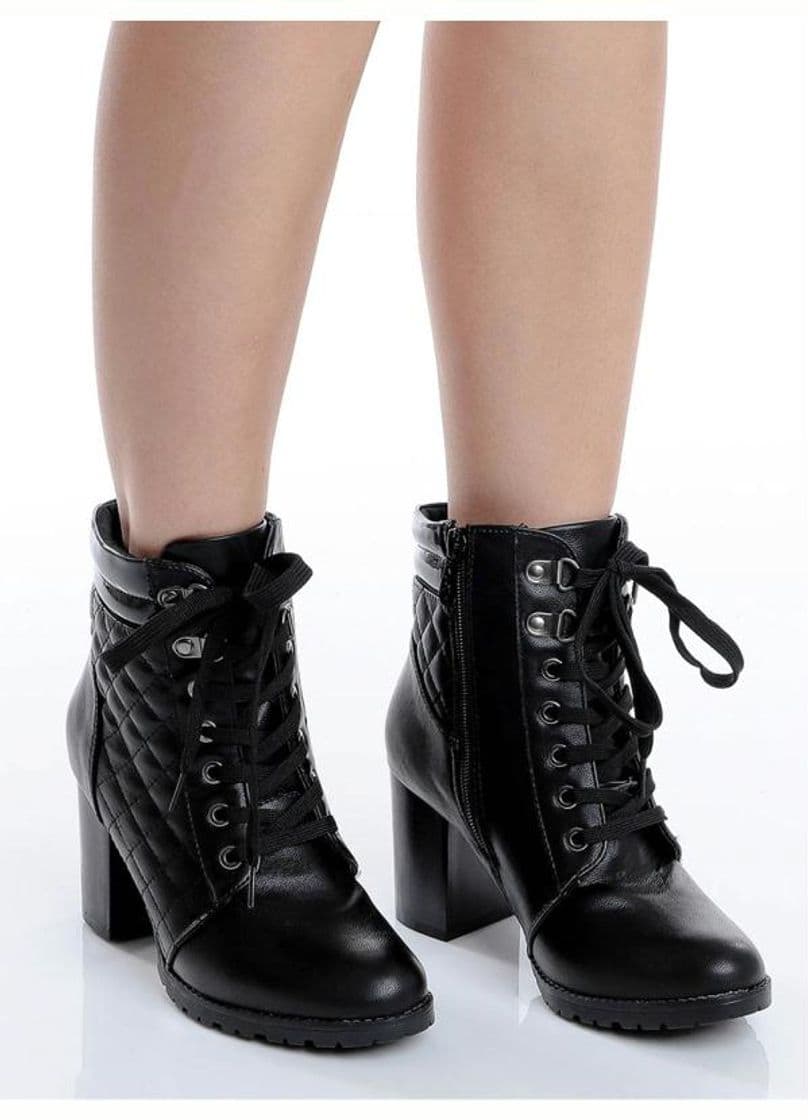 Moda Bota Coturno Feminina Mooncity Salto Preto

