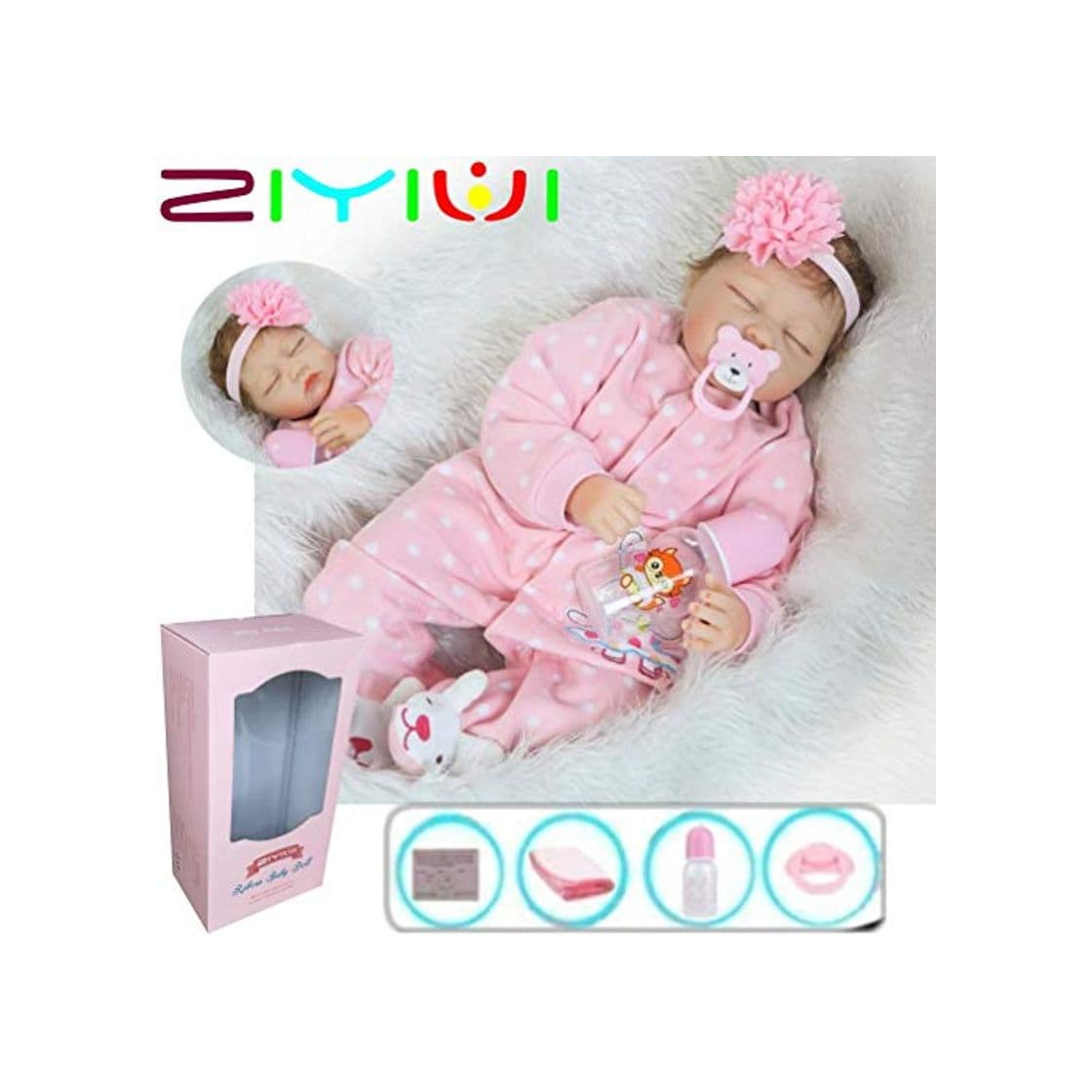 Producto ZIYIUI 22 Pulgadas 55cm Reborn Bebé Muñecas Suave Vinilo de Silicona Renacer Lifelike Recién Nacido Magnética Boca Niño Niña Regalo Juguete Muñecos Bebé para niños Mayores de 3 años