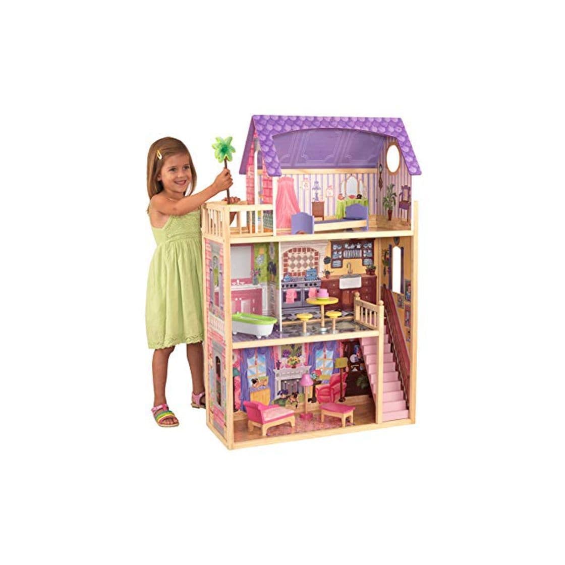 Product KidKraft- Kayla Casa de muñecas de madera con muebles y accesorios incluidos,