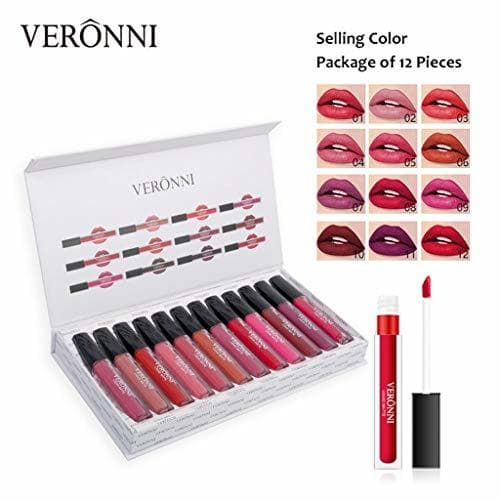 Belleza QUICKLYLY 12Pcs/Set Lápiz Labial Mate Pintalabios Brillo Líquido Belleza Maquillaje Labios Cosmético